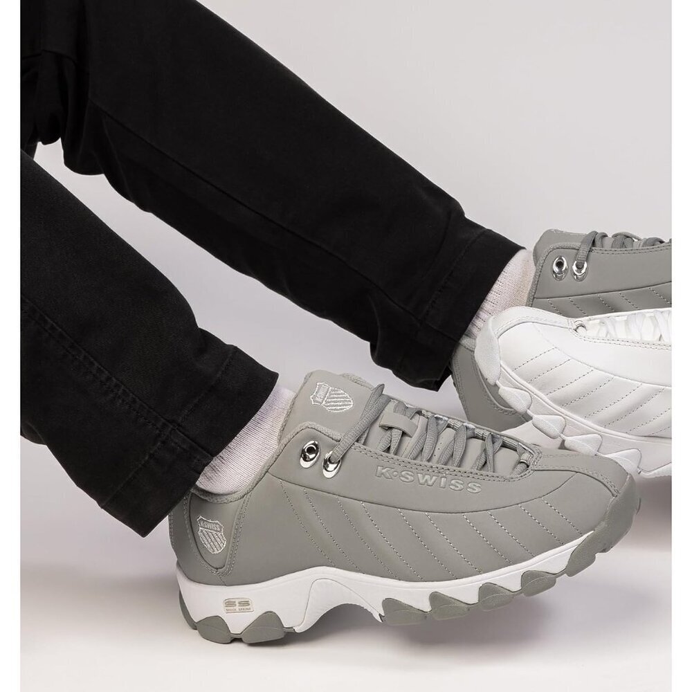 K-swiss Men's Gray/silver Wide Tennis Dad Walking Leather Upper Sneaker Shoes - Picture 6 of 8